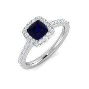 Diamond Peebsek Blue Sapphire Ring in 10K/14K gold and platinum with certified lab-grown or natural diamonds