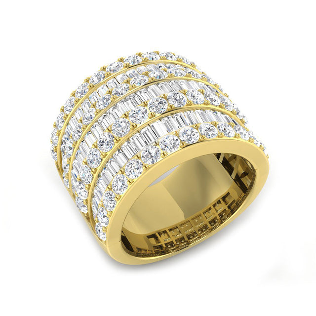 Luxurious Diamond Baguette and Round Cut Eternity Band | 10K & 14K Gold, Platinum