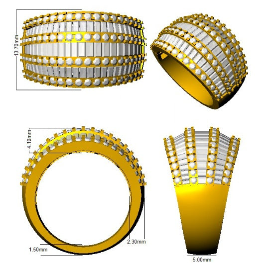Lab-Grown Diamond Baguette & Round Brilliant Cut Half Eternity Ring in 10K/14K gold and platinum with certified lab-grown or natural diamonds