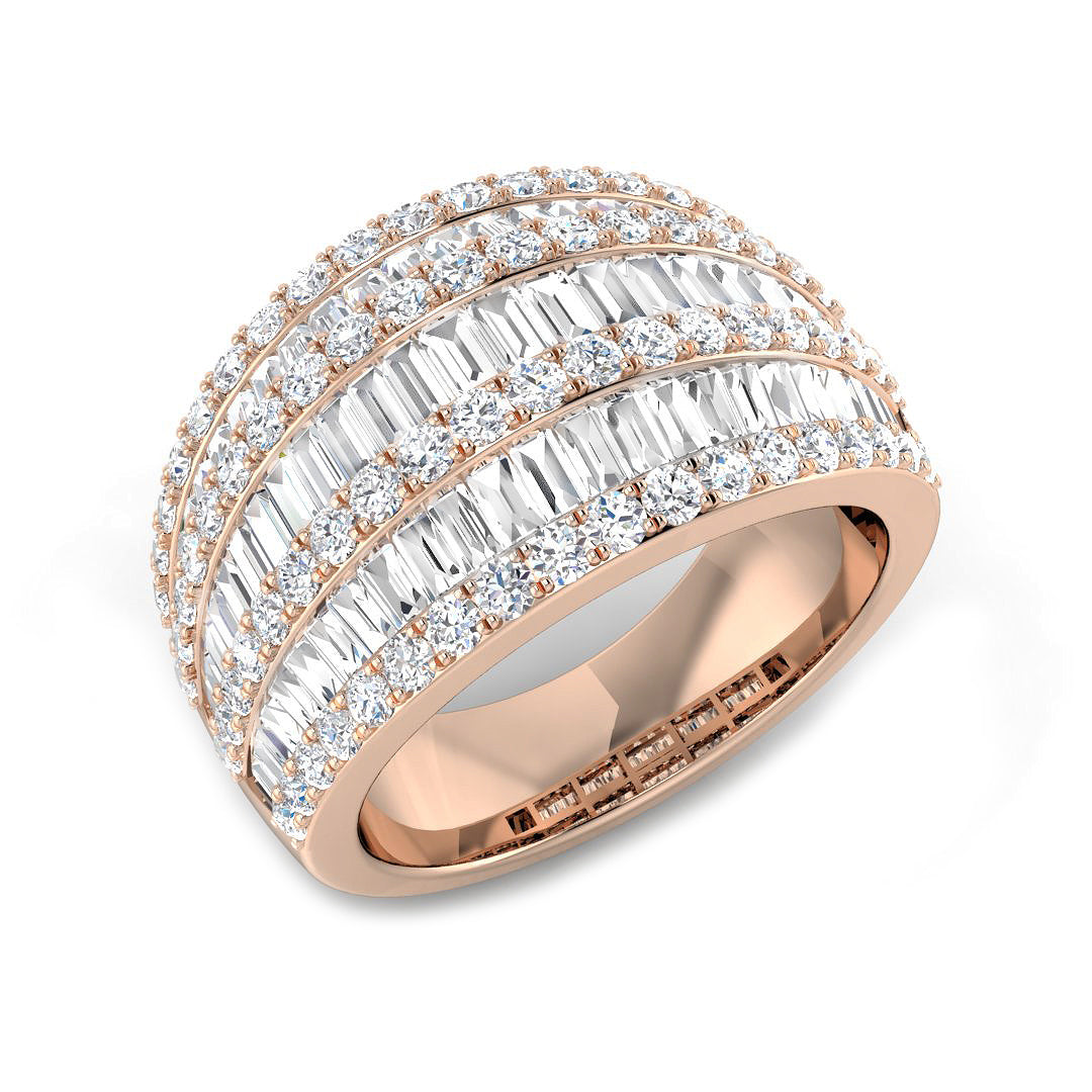 Lab-Grown Diamond Baguette & Round Brilliant Cut Half Eternity Ring in 10K/14K gold and platinum with certified lab-grown or natural diamonds
