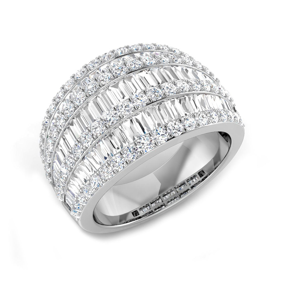 Lab-Grown Diamond Baguette & Round Brilliant Cut Half Eternity Ring in 10K/14K gold and platinum with certified lab-grown or natural diamonds