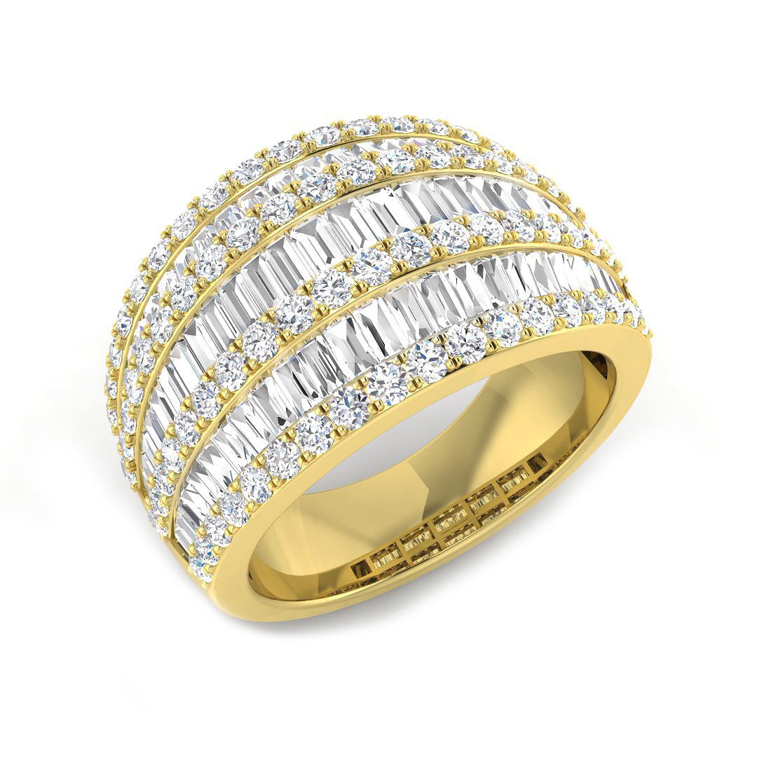 Lab-Grown Diamond Baguette & Round Brilliant Cut Half Eternity Ring in 10K/14K gold and platinum with certified lab-grown or natural diamonds