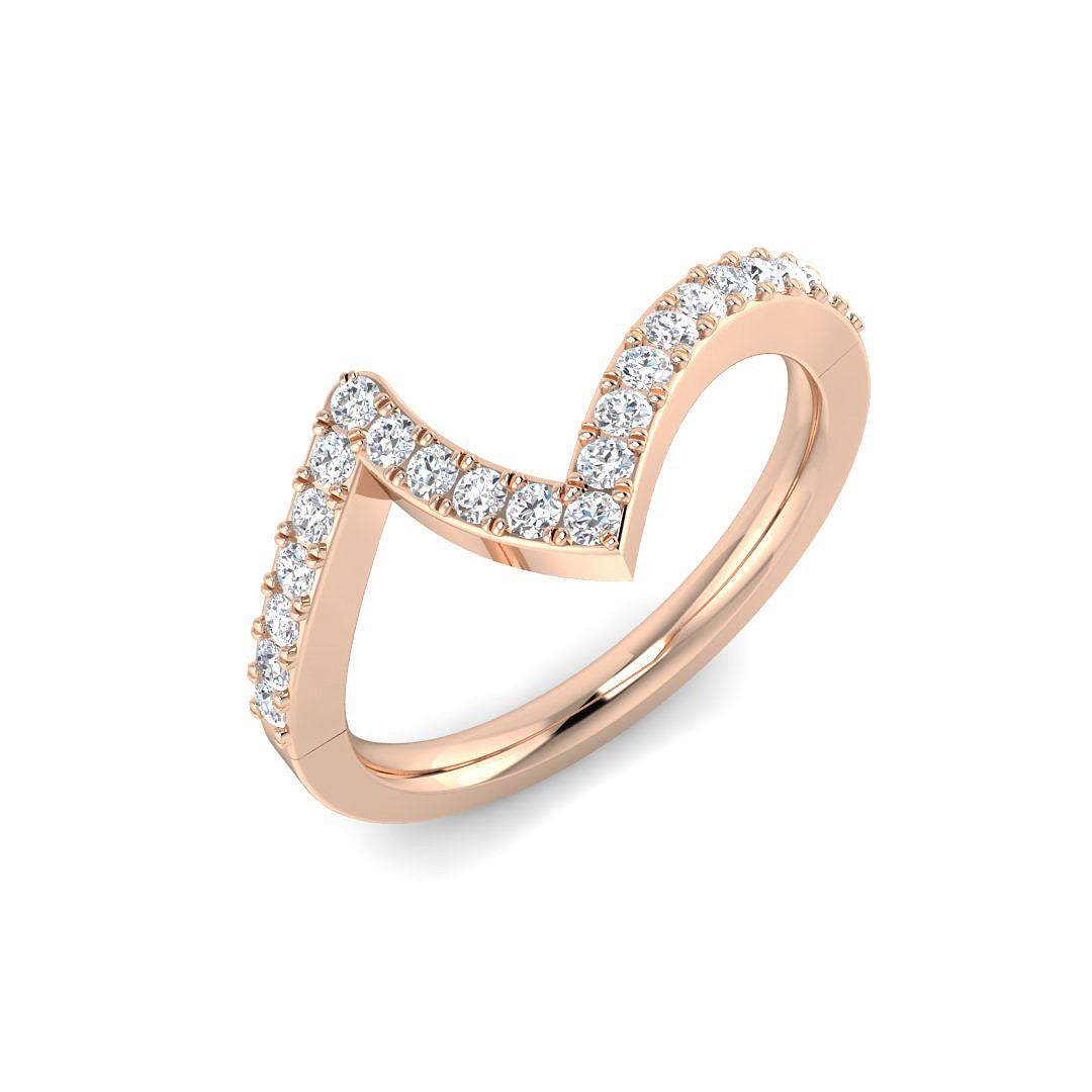 Zigzag Diamond Wishbone Ring in 10K/14K gold and platinum with certified lab-grown or natural diamonds