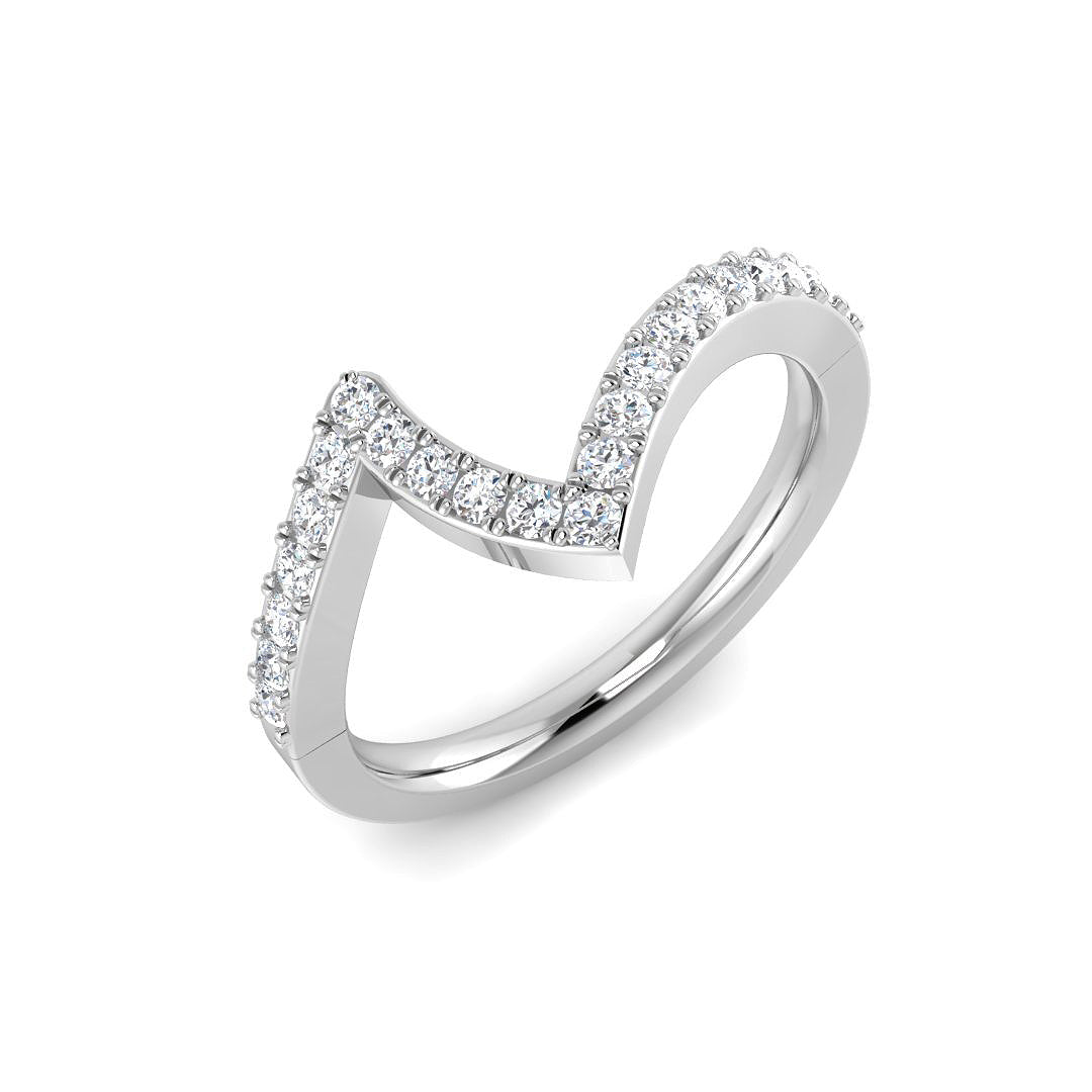 Zigzag Diamond Wishbone Ring in 10K/14K gold and platinum with certified lab-grown or natural diamonds