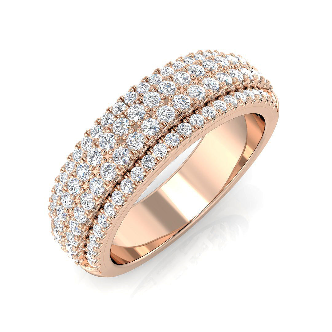 Lab & Natural Round Diamond Half Eternity Ring in 10K/14K gold and platinum with certified lab-grown or natural diamonds