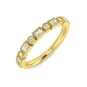 0.33Ct Round Diamond Milgrain setting Half Eternity Ring in 10K/14K gold and platinum with certified lab-grown or natural diamonds
