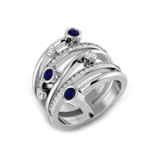 Diamond Blue Sapphire Bubble Ring in 10K/14K gold and platinum with certified lab-grown or natural diamonds