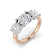 Lab Grown Round Cut Diamond 3 Stone Ring in 10K/14K gold and platinum with certified lab-grown or natural diamonds