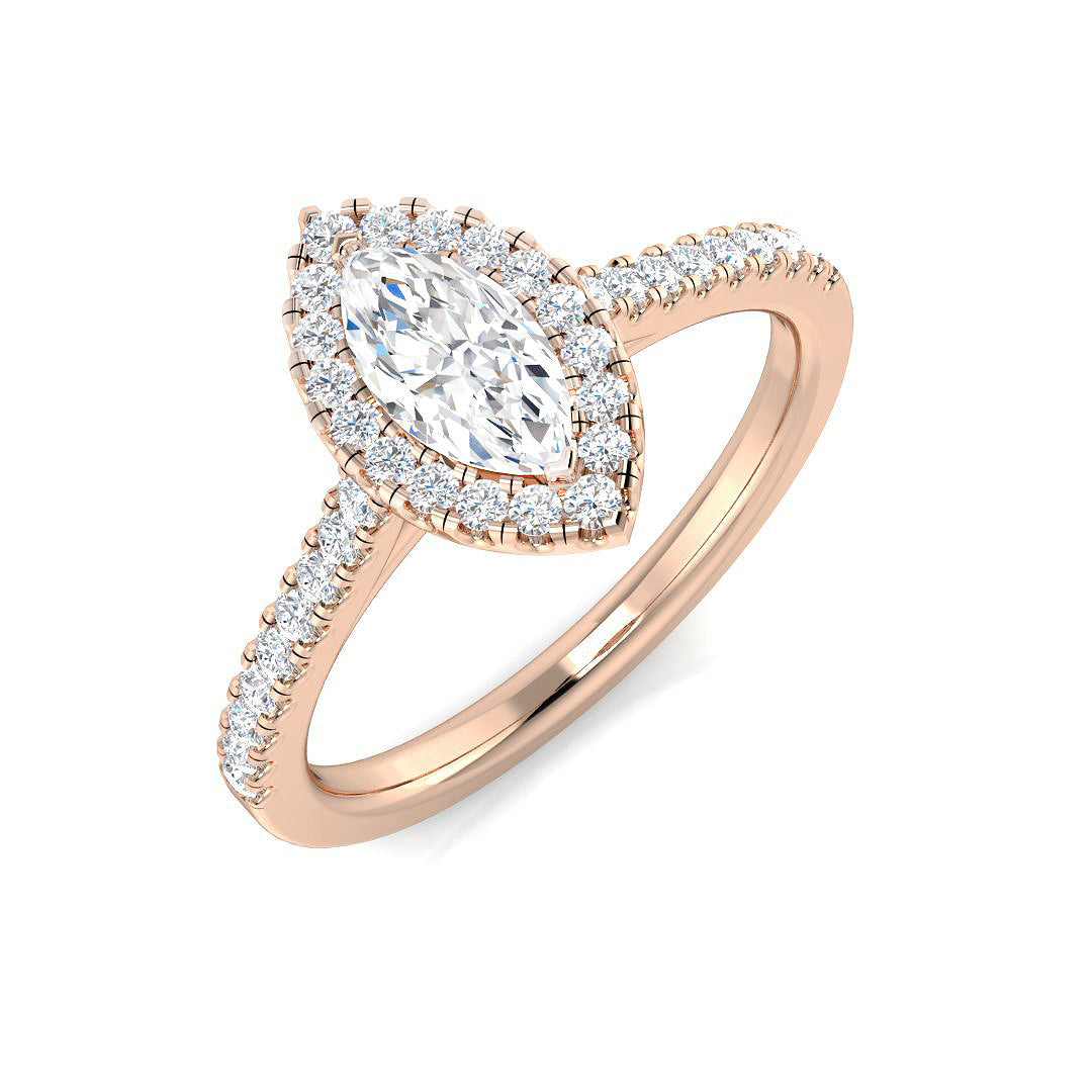 Diamond Brougham Engagement Ring in 10K/14K gold and platinum with certified lab-grown or natural diamonds