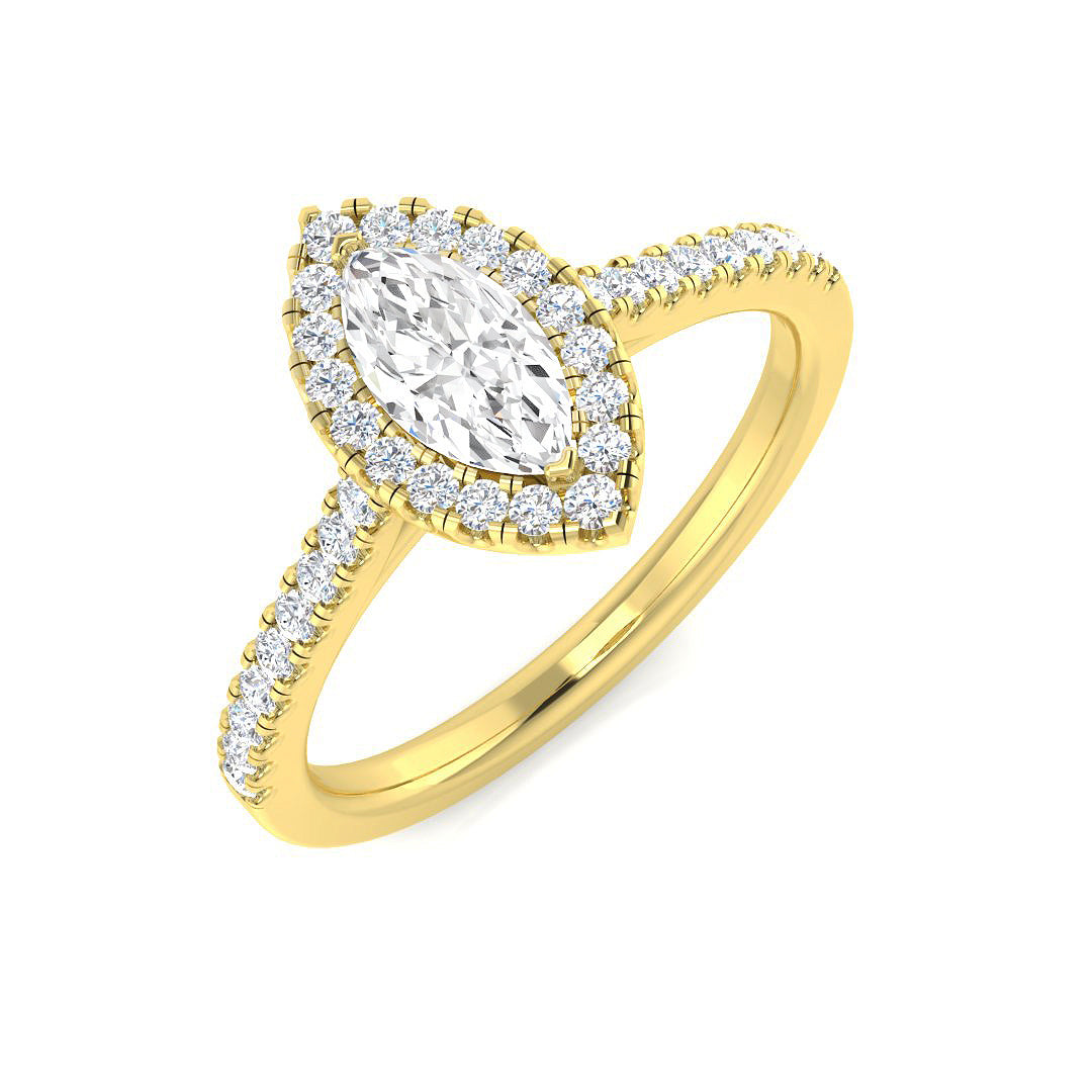 Diamond Brougham Engagement Ring in 10K/14K gold and platinum with certified lab-grown or natural diamonds