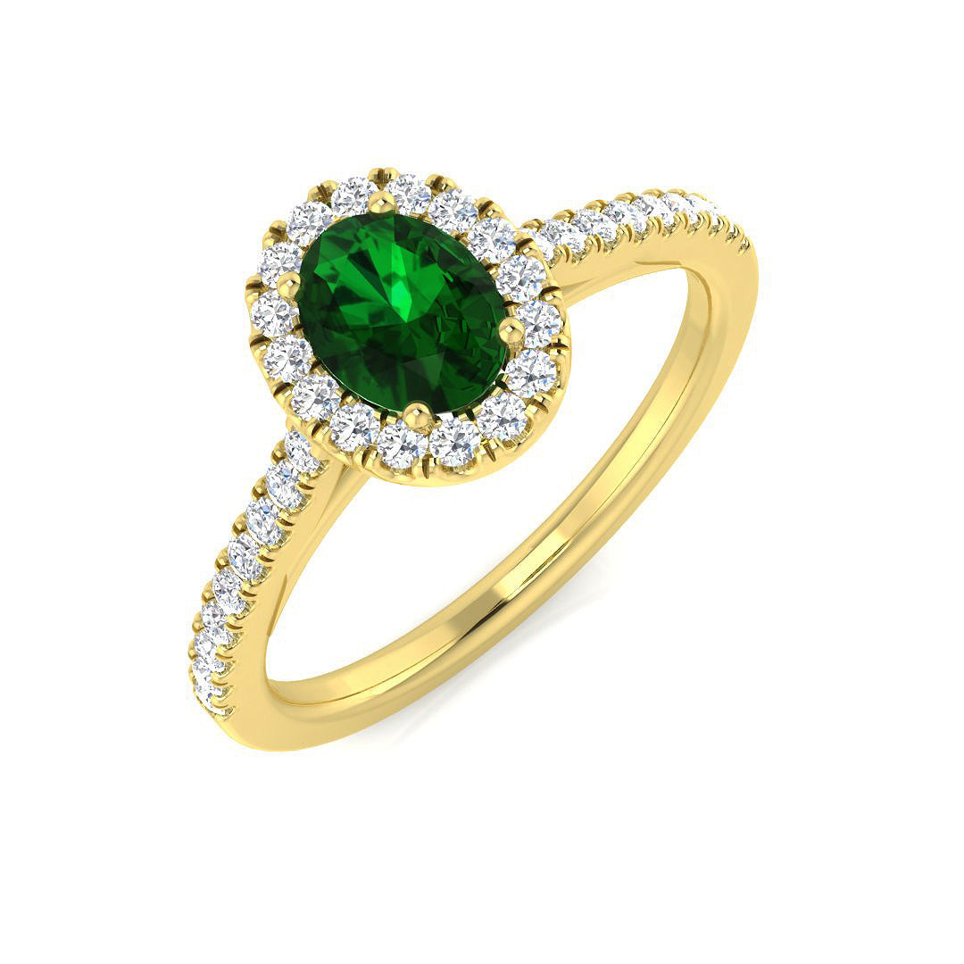 Diamond Swansea Emerald Ring in 10K/14K gold and platinum with certified lab-grown or natural diamonds