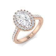 Oval Halo Diamond Ring in 10K/14K gold and platinum with certified lab-grown or natural diamonds
