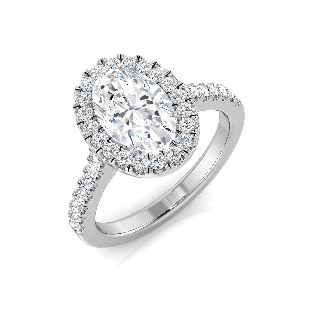 Oval Halo Diamond Ring in 10K/14K gold and platinum with certified lab-grown or natural diamonds