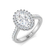 Oval Halo Diamond Ring in 10K/14K gold and platinum with certified lab-grown or natural diamonds