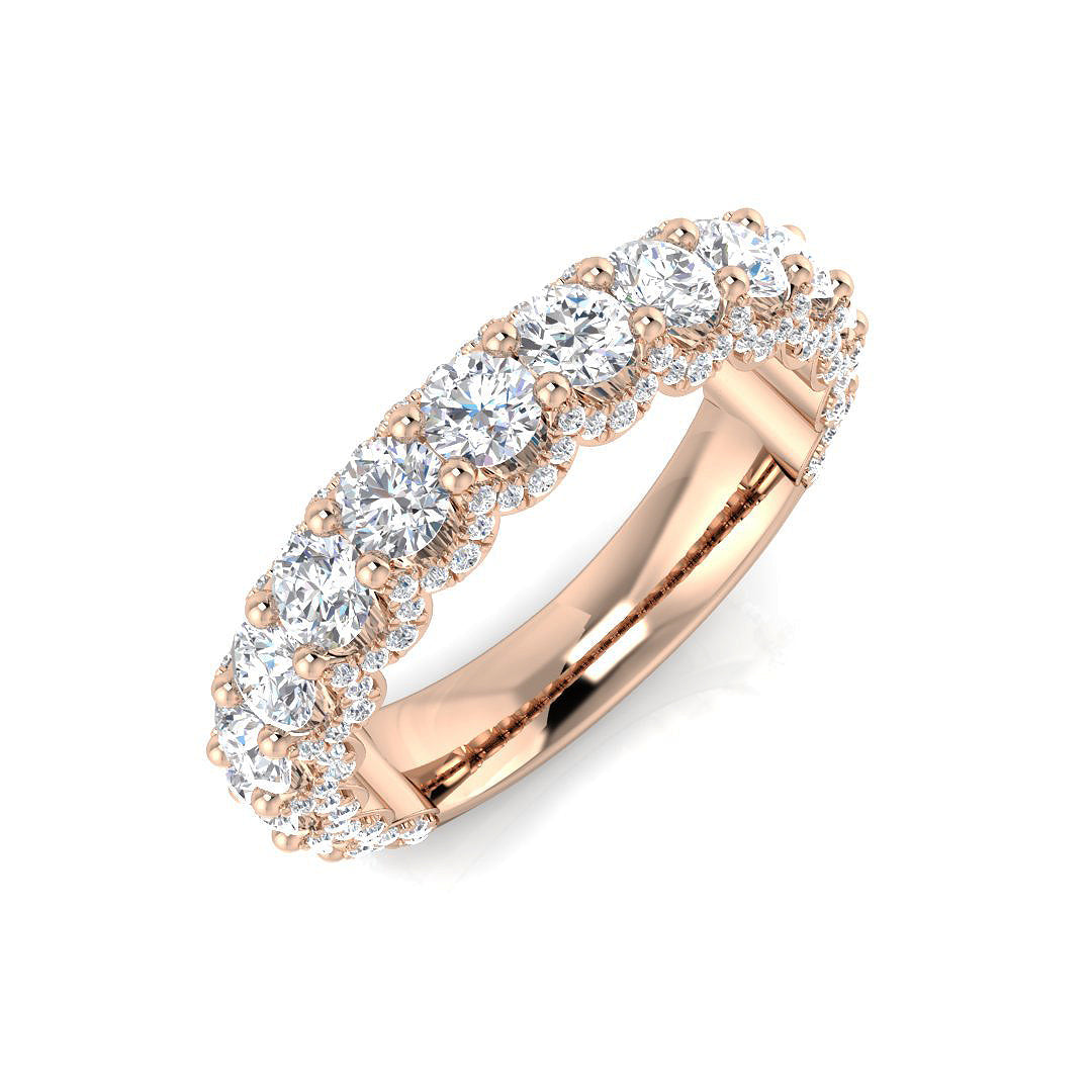Diamond Half Eternity Ring in 10K/14K gold and platinum with certified lab-grown or natural diamonds