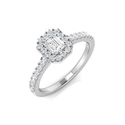 Diamond Emerald Cut Halo Ring in 10K/14K gold and platinum with certified lab-grown or natural diamonds