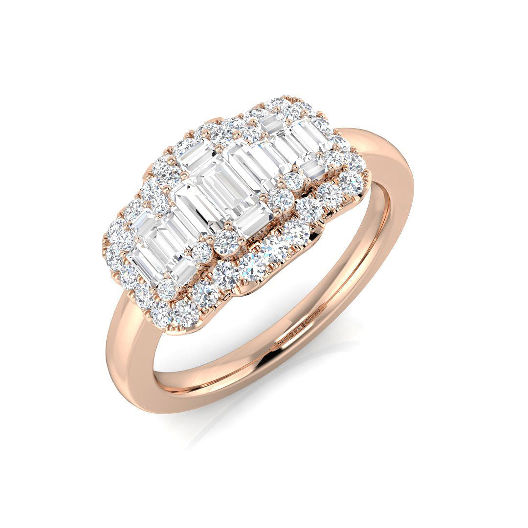 Diamond kubderlabd Baguette & Brilliant Ring in 10K/14K gold and platinum with certified lab-grown or natural diamonds