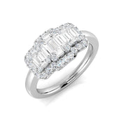 Diamond kubderlabd Baguette & Brilliant Ring in 10K/14K gold and platinum with certified lab-grown or natural diamonds