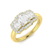 Diamond kubderlabd Baguette & Brilliant Ring in 10K/14K gold and platinum with certified lab-grown or natural diamonds