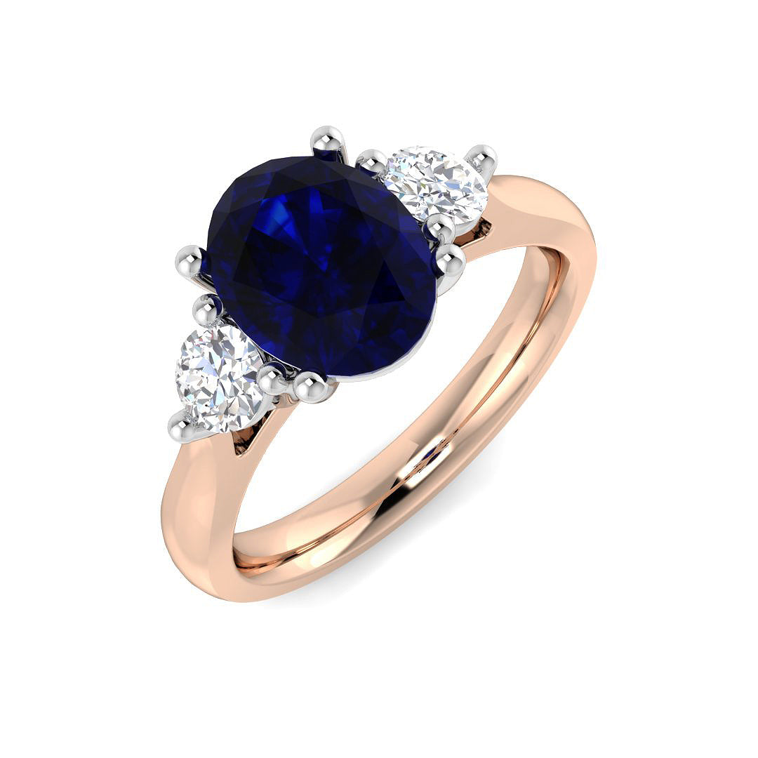 Diamond Brighton Blue Sapphire Ring in 10K/14K gold and platinum with certified lab-grown or natural diamonds