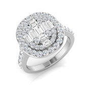 Baguette and Round Cut Diamond Ring in 10K/14K gold and platinum with certified lab-grown or natural diamonds