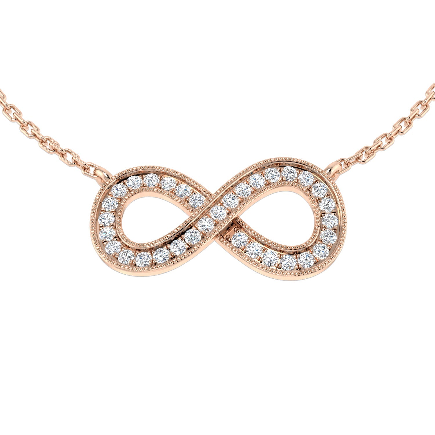Infinity Diamond Necklace 0.2 in 10K/14K gold and platinum with certified lab-grown or natural diamonds
