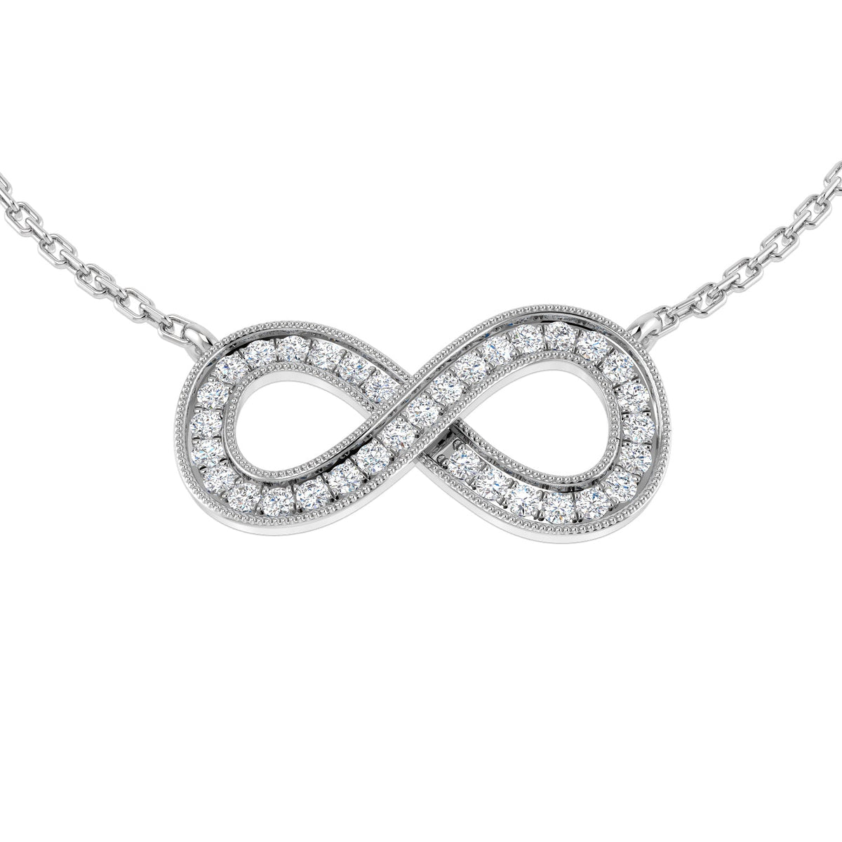 Infinity Diamond Necklace 0.2 in 10K/14K gold and platinum with certified lab-grown or natural diamonds