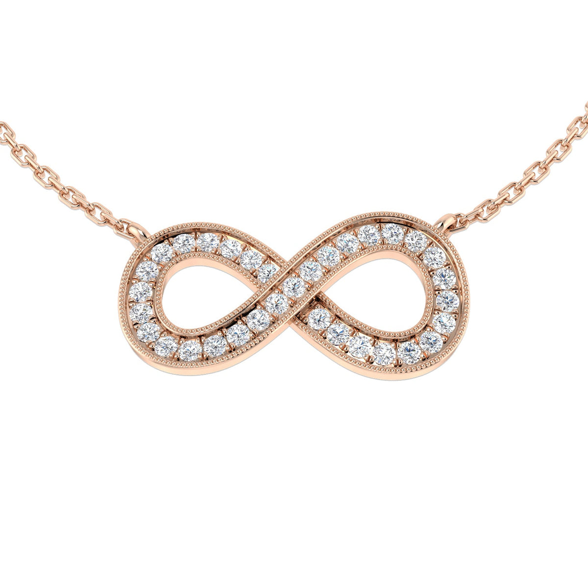 Infinity Diamond Necklace 0.2 in 10K/14K gold and platinum with certified lab-grown or natural diamonds