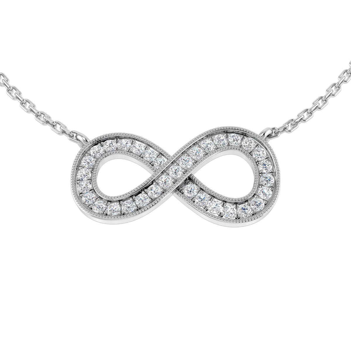 Infinity Diamond Necklace 0.2 in 10K/14K gold and platinum with certified lab-grown or natural diamonds