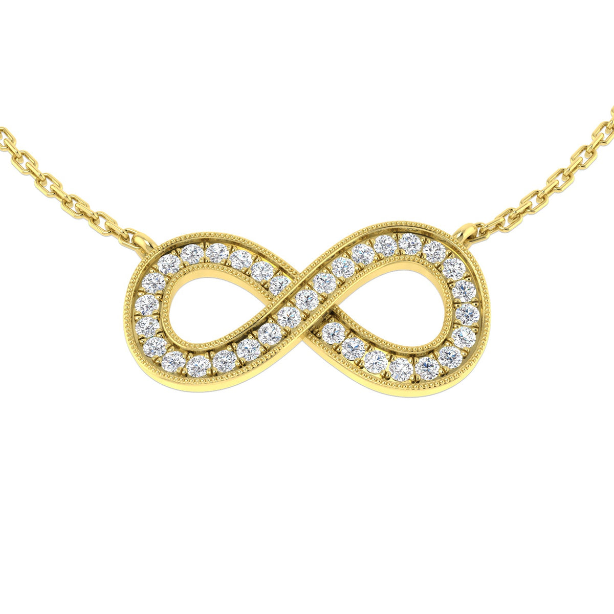 Infinity Diamond Necklace 0.2 in 10K/14K gold and platinum with certified lab-grown or natural diamonds