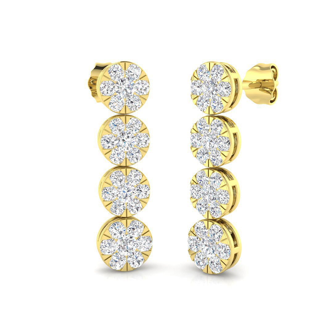 Luoxy 1.75ct Gold Drop & Trilogy Diamond Earrings - Luxury Jewelry in 10K/14K gold and platinum with certified lab-grown or natural diamonds