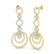 Sleky Gold Drop & Trilogy Diamond Earrings - 3.5ct Luxury Jewelry in 10K/14K gold and platinum with certified lab-grown or natural diamonds