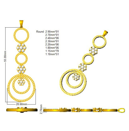 Spiral Diamond Pendant Necklace with Multi-Layer Design Without Chain in 10K/14K gold and platinum with certified lab-grown or natural diamonds