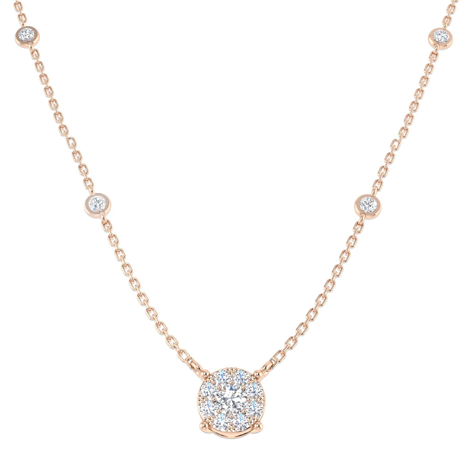 Bifid Diamond Necklace Spectacle 0.5ct Gold in 10K/14K gold and platinum with certified lab-grown or natural diamonds