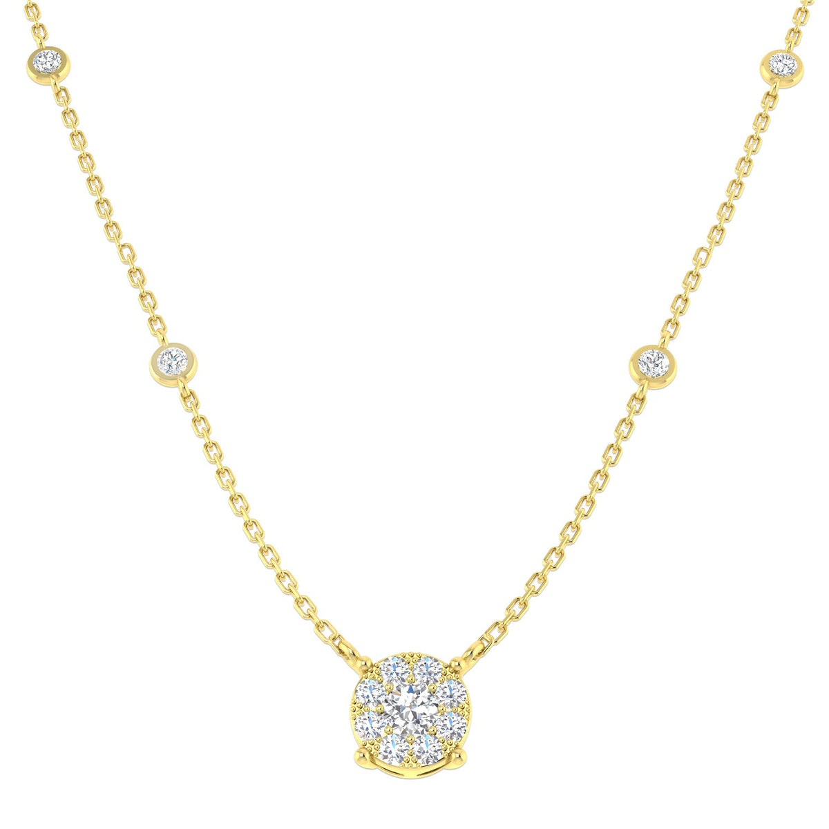 Bifid Diamond Necklace Spectacle 0.5ct Gold in 10K/14K gold and platinum with certified lab-grown or natural diamonds