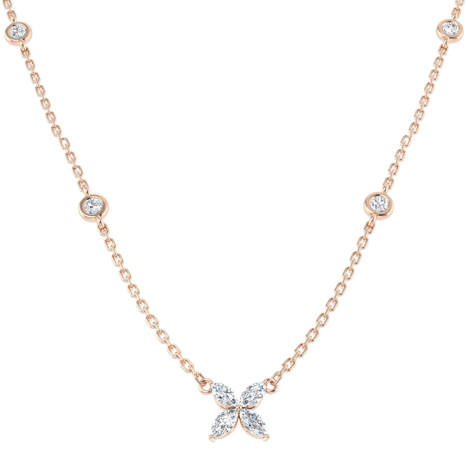 Diamond Butterfly Pendant 0.5ct Gold & Platinum Necklace (Without Chain) in 10K/14K gold and platinum with certified lab-grown or natural diamonds