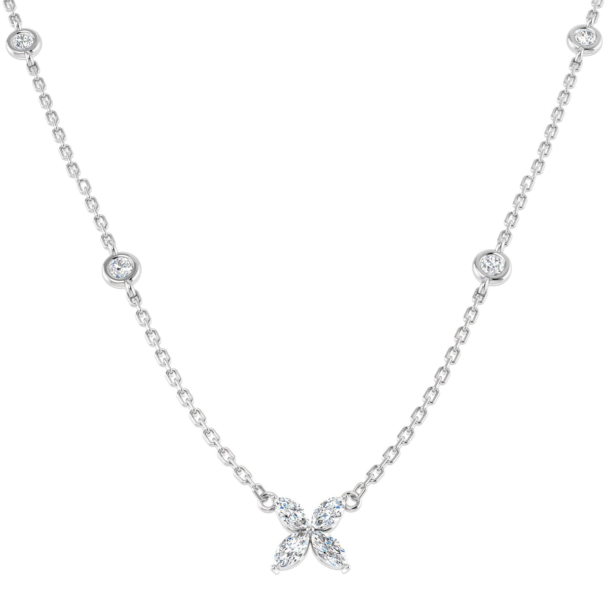 Diamond Butterfly Pendant 0.5ct Gold & Platinum Necklace (Without Chain) in 10K/14K gold and platinum with certified lab-grown or natural diamonds