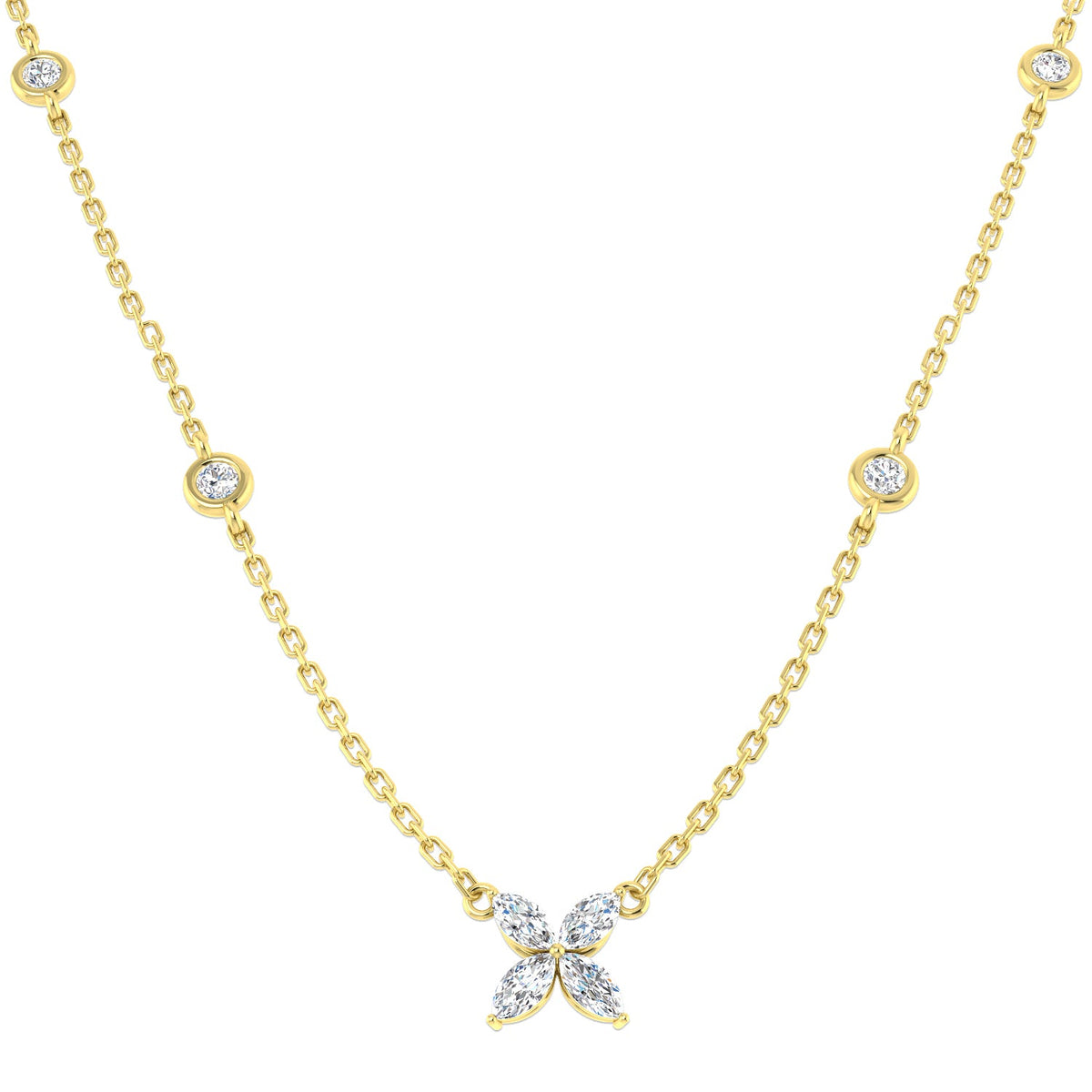 Diamond Butterfly Pendant 0.5ct Gold & Platinum Necklace (Without Chain) in 10K/14K gold and platinum with certified lab-grown or natural diamonds
