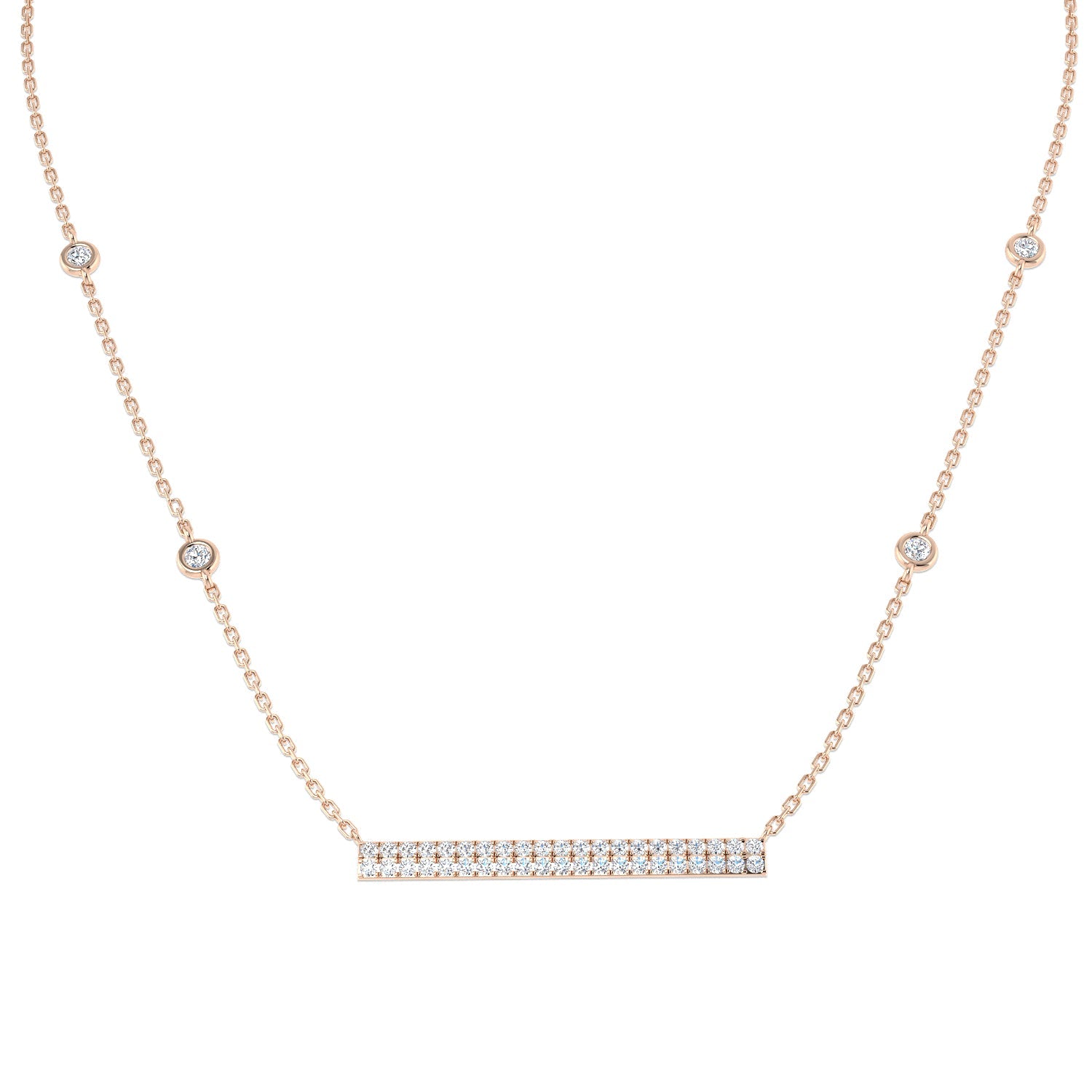 Bar Diamond Necklace 0.75ct Gold in 10K/14K gold and platinum with certified lab-grown or natural diamonds