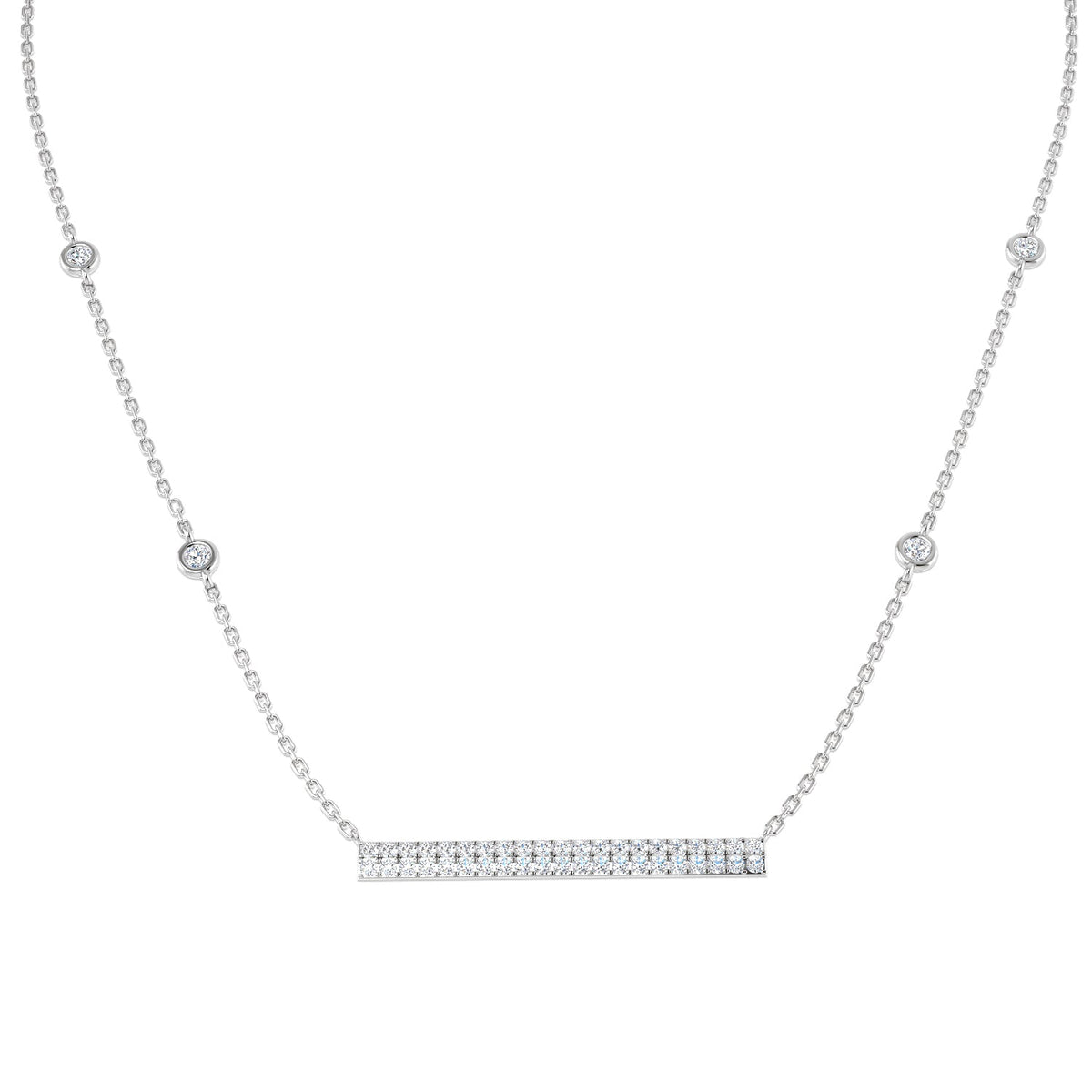 Bar Diamond Necklace 0.75ct Gold in 10K/14K gold and platinum with certified lab-grown or natural diamonds