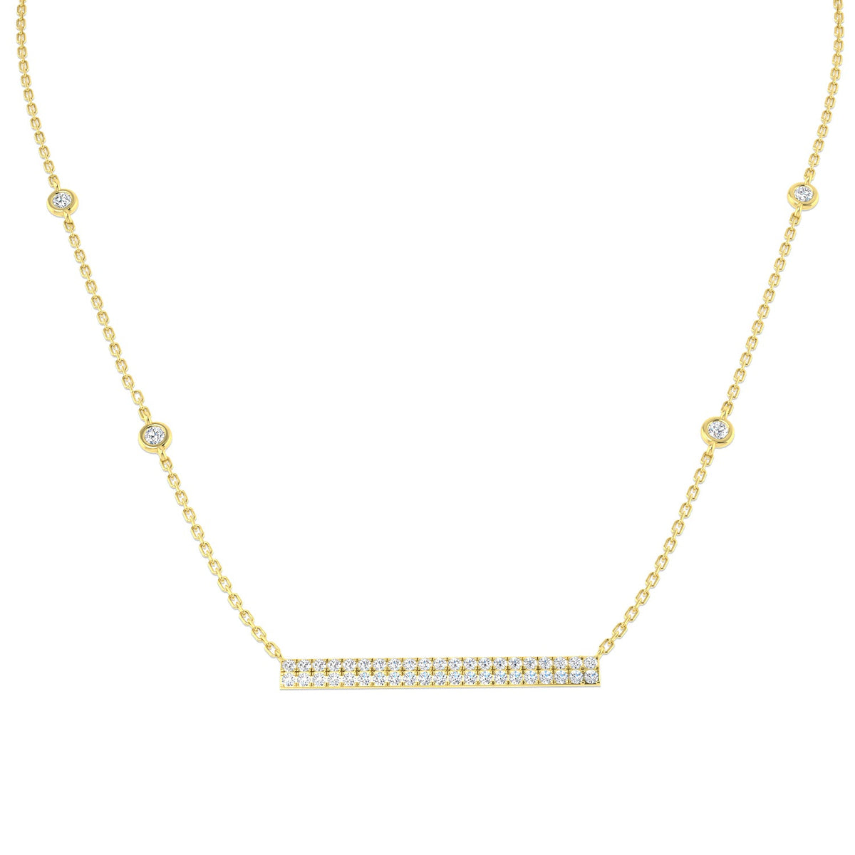 Bar Diamond Necklace 0.75ct Gold in 10K/14K gold and platinum with certified lab-grown or natural diamonds