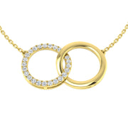 Double Circle Diamond Pendant Necklace in 10K/14K gold and platinum with certified lab-grown or natural diamonds