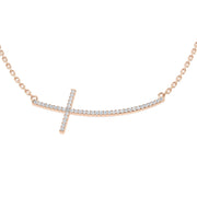 Diamond Sideways Cross Bar Necklace in White in 10K/14K gold and platinum with certified lab-grown or natural diamonds