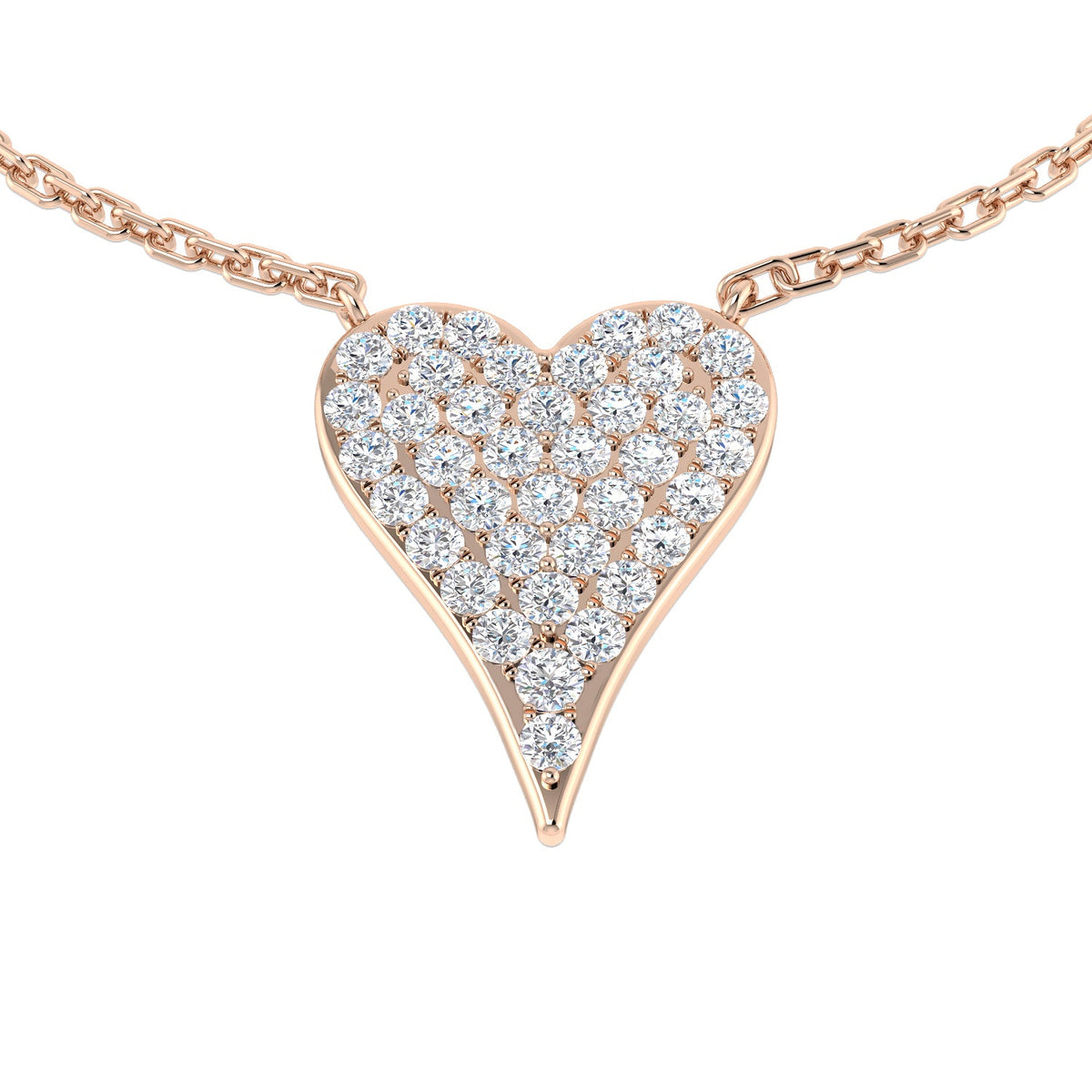 Diamond Heart Necklace in 10K/14K gold and platinum with certified lab-grown or natural diamonds
