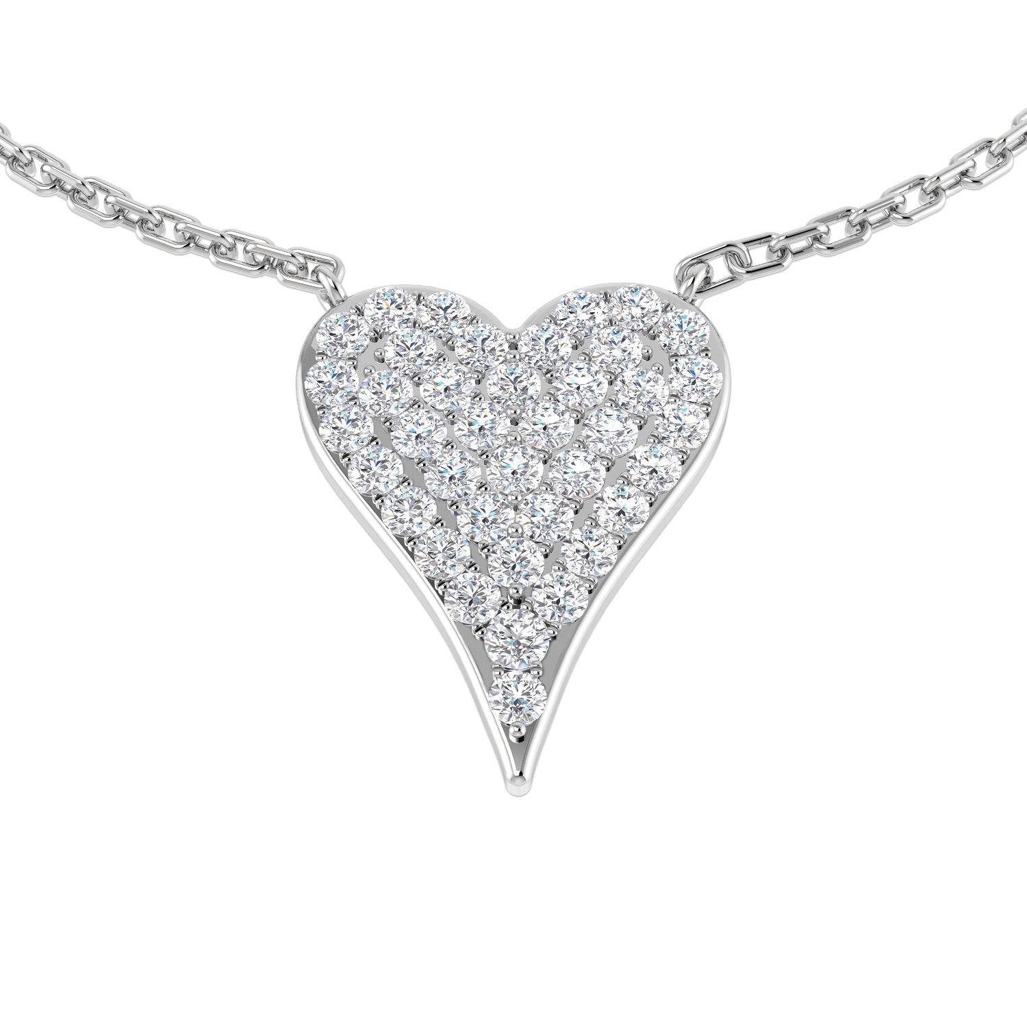 Diamond Heart Necklace in 10K/14K gold and platinum with certified lab-grown or natural diamonds