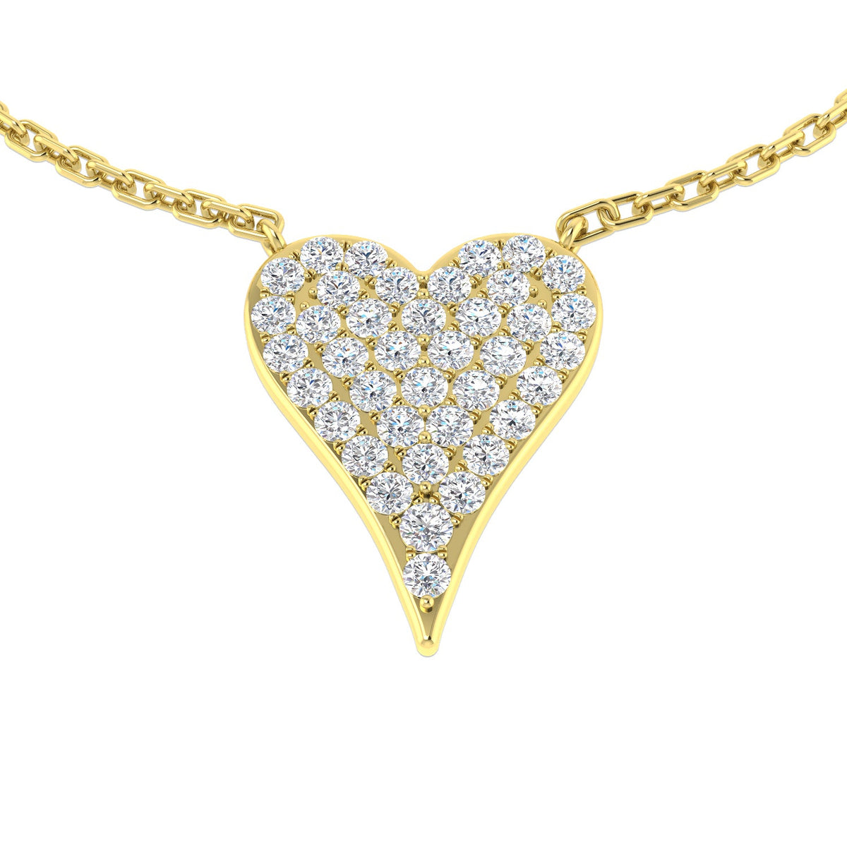Diamond Heart Necklace in 10K/14K gold and platinum with certified lab-grown or natural diamonds