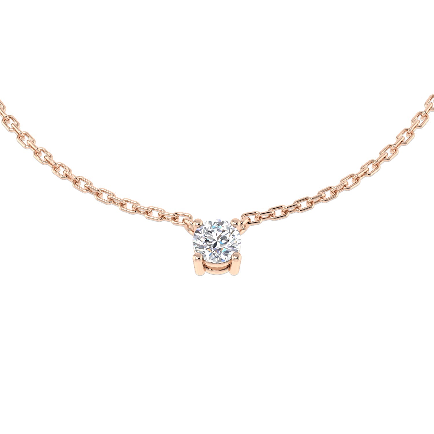 Round Diamond Pendant Necklace 0.15ct to 0.75ct Gold in 10K/14K gold and platinum with certified lab-grown or natural diamonds