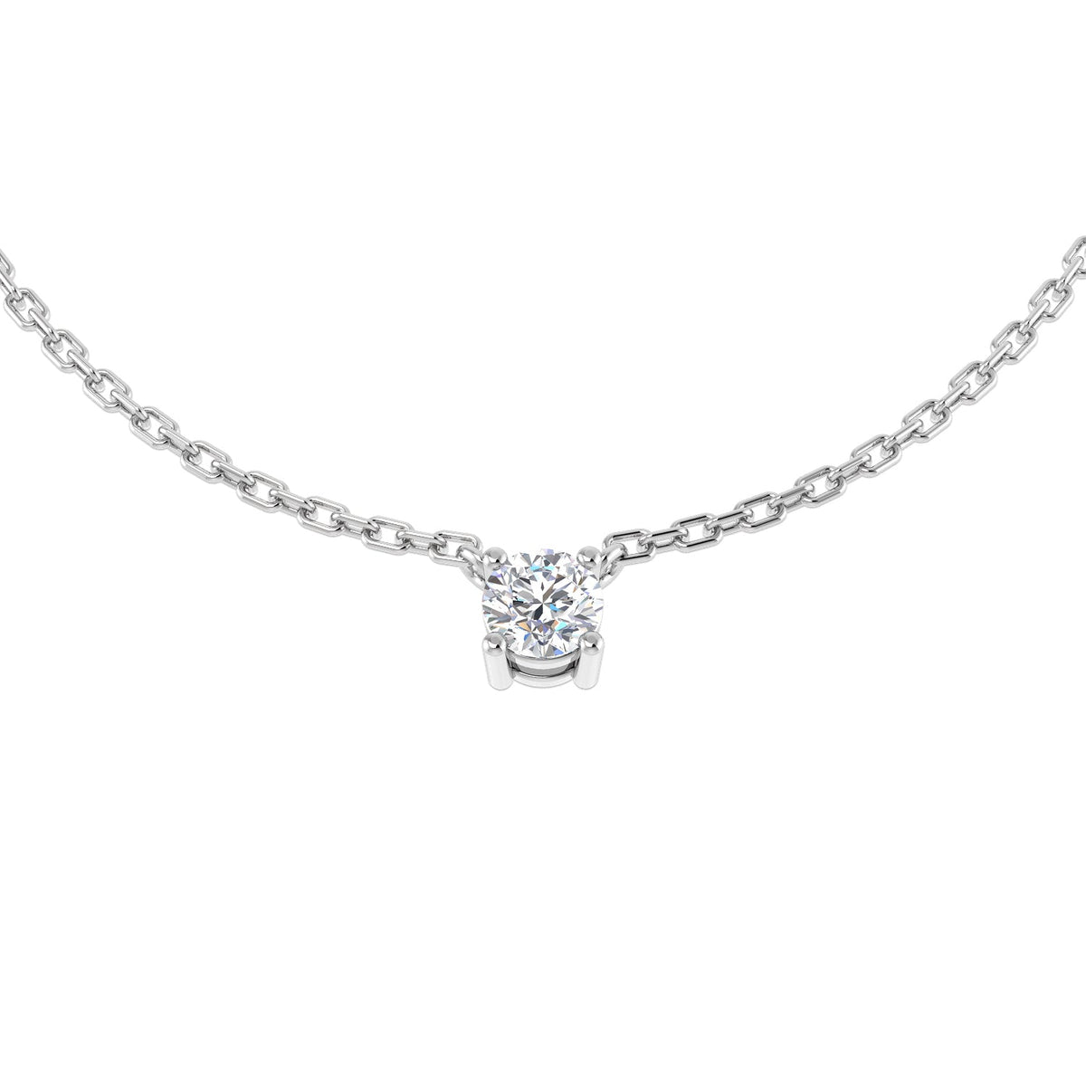 Round Diamond Pendant Necklace 0.15ct to 0.75ct Gold in 10K/14K gold and platinum with certified lab-grown or natural diamonds