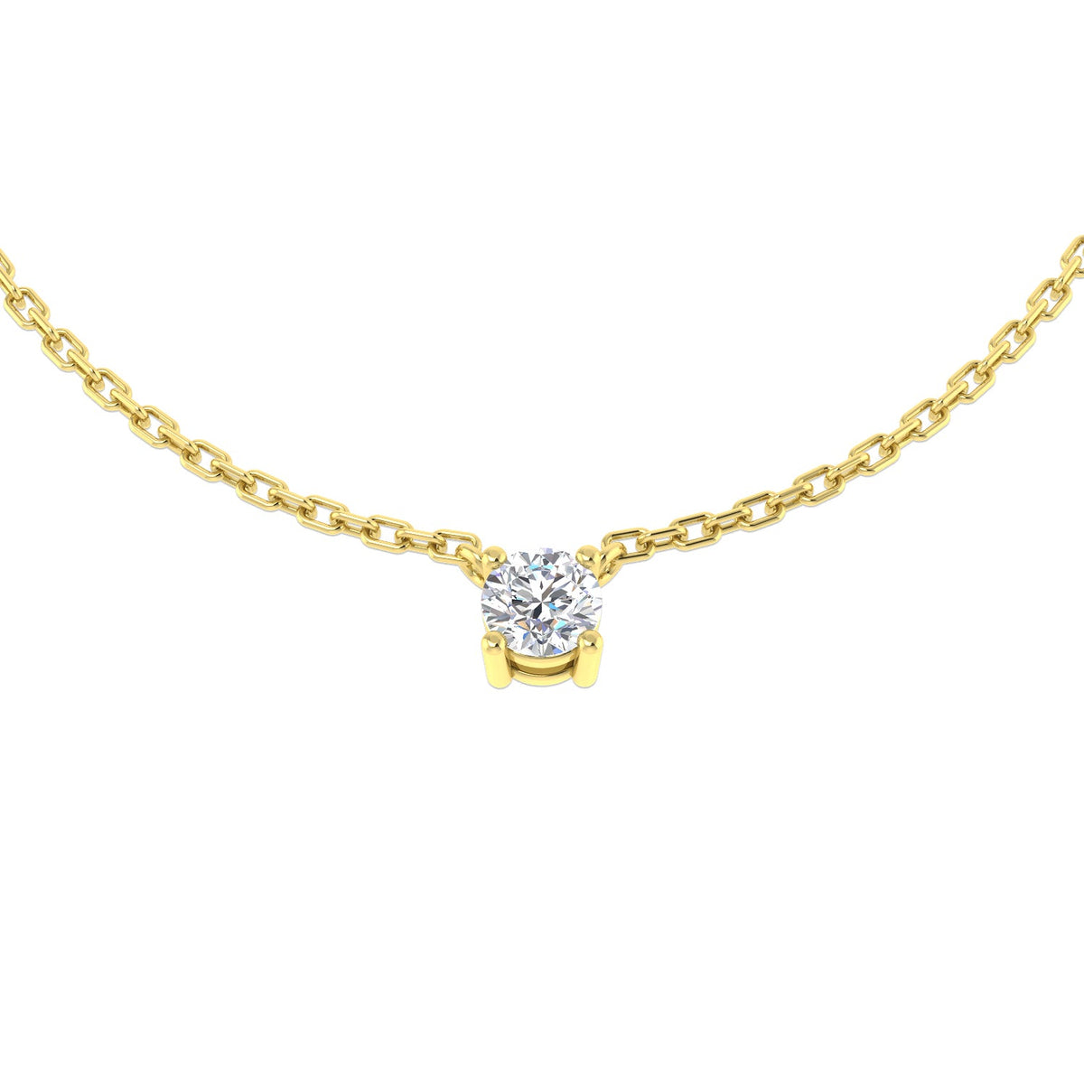 Round Diamond Pendant Necklace 0.15ct to 0.75ct Gold in 10K/14K gold and platinum with certified lab-grown or natural diamonds