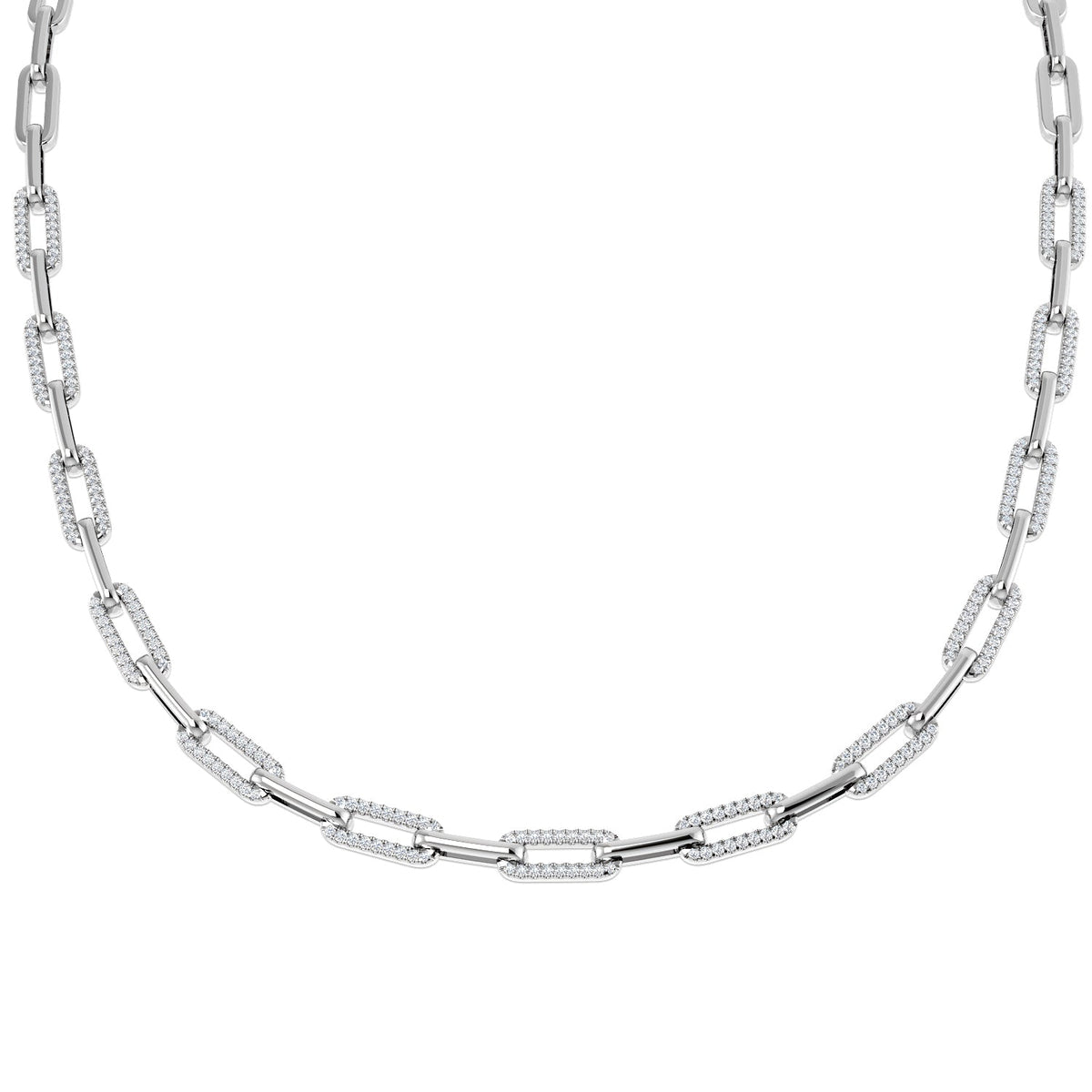 Diamond Paperclip Necklace 2ct Gold in 10K/14K gold and platinum with certified lab-grown or natural diamonds